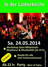 Salsa Workshop, Rueda und Party in der Lutherkirche am 24. Mai 2014